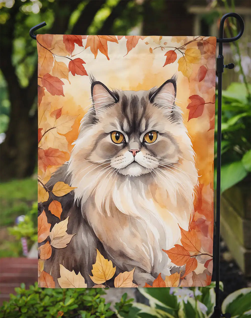Persian Cat in Fall Banner/Flag