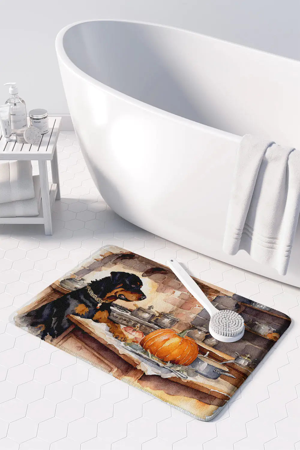 Rottweiler Fall Memory Foam Kitchen Mat