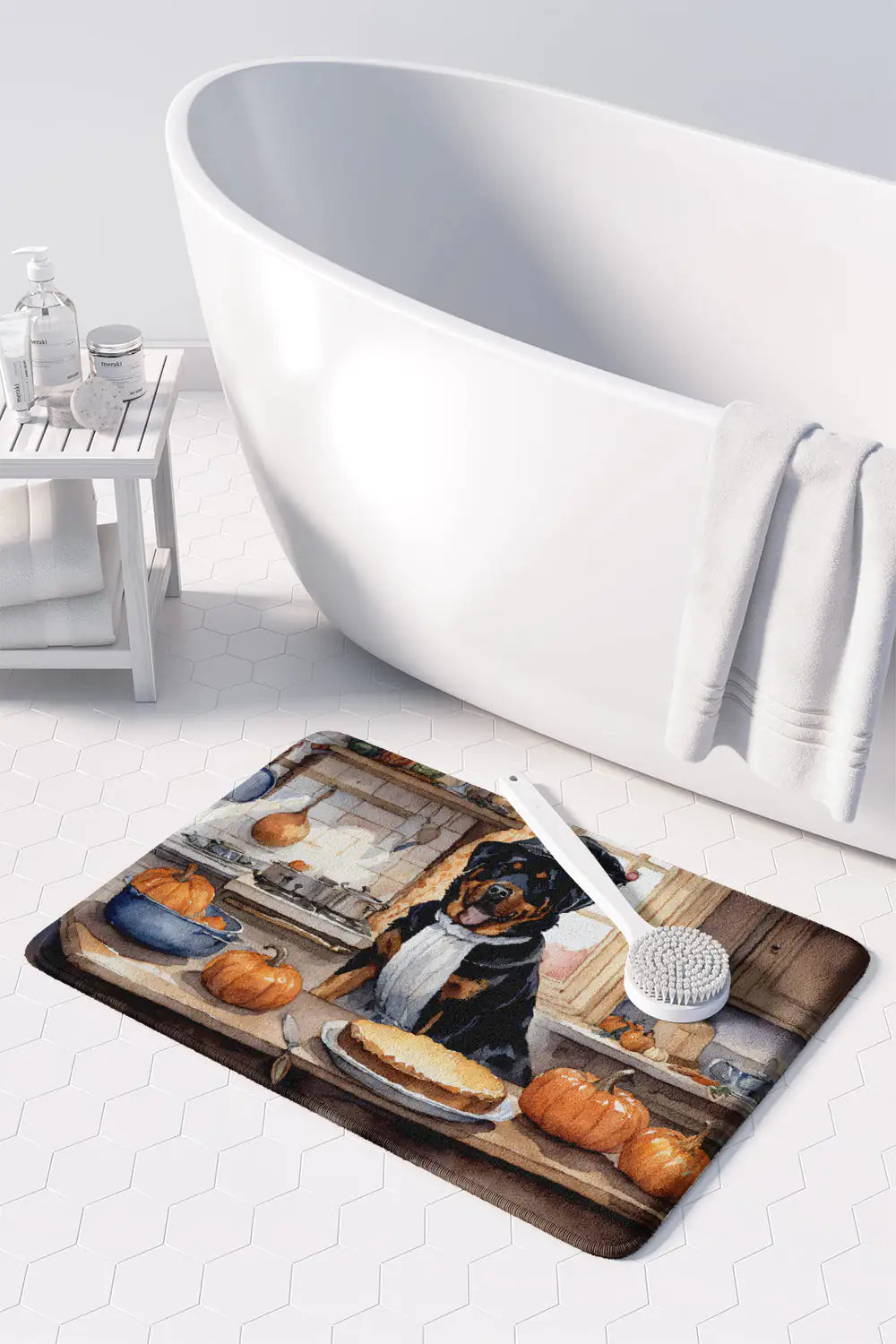 Rottweiler Fall Memory Foam Kitchen Mat