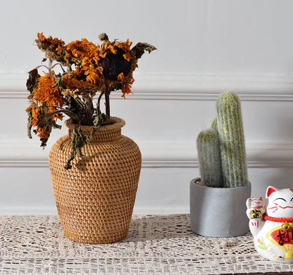 Handwoven Autumn Rattan Vase