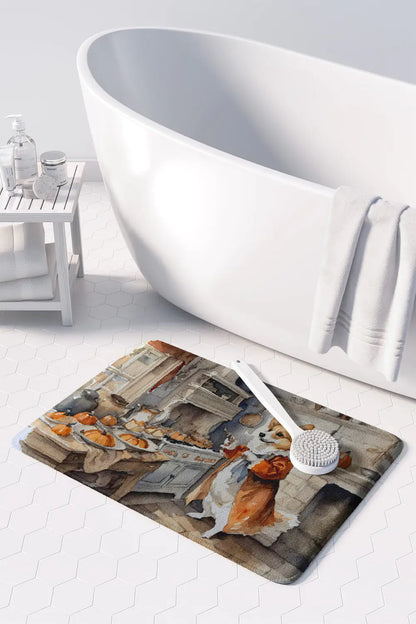 Corgi Fall Memory Foam Kitchen Mat