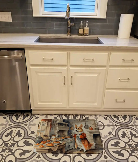 Corgi Fall Memory Foam Kitchen Mat