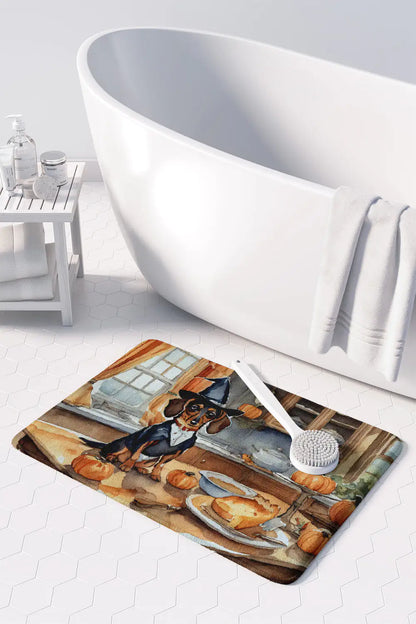 Dachshund Fall Memory Foam Kitchen Mat