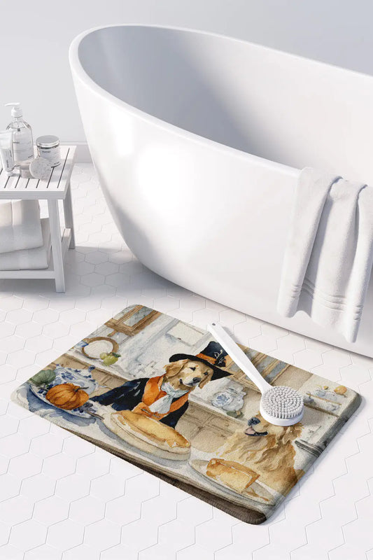 Golden Retriever Fall Memory Foam Kitchen Mat