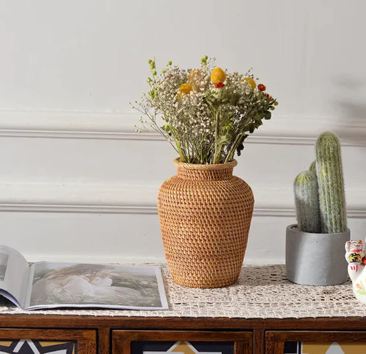 Handwoven Autumn Rattan Vase