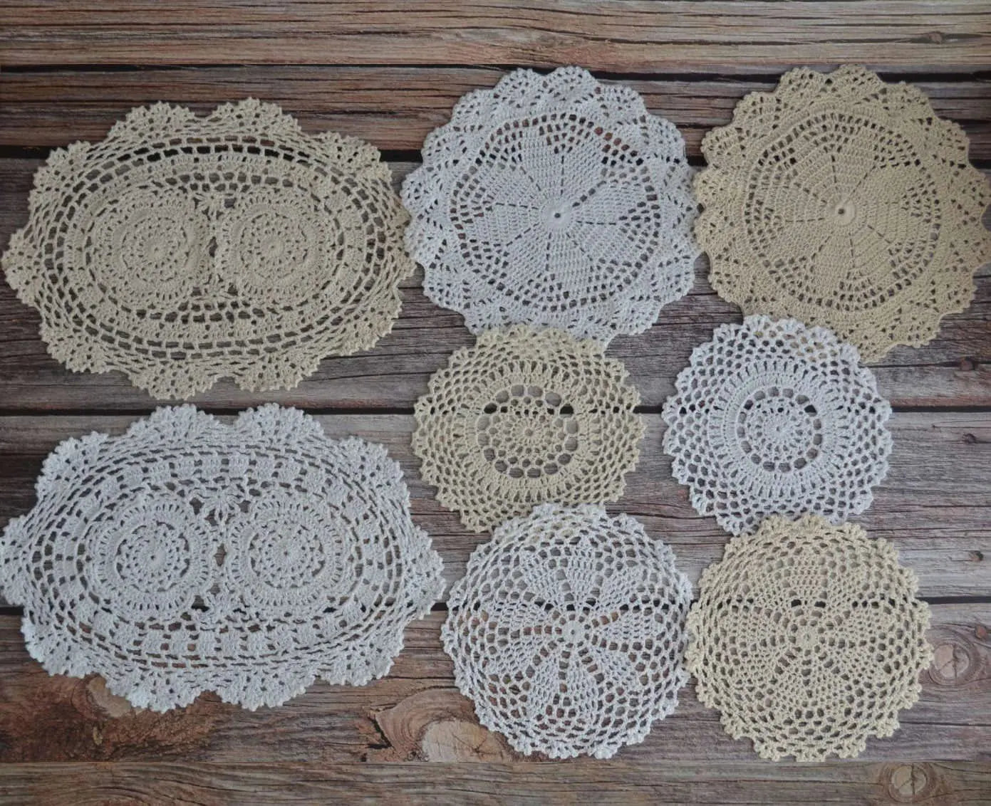Set of 8 Hand Crocheted Lace Placemats