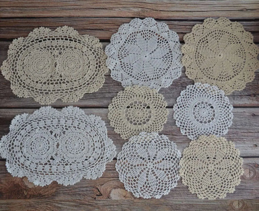 Set of 8 Hand Crocheted Lace Placemats