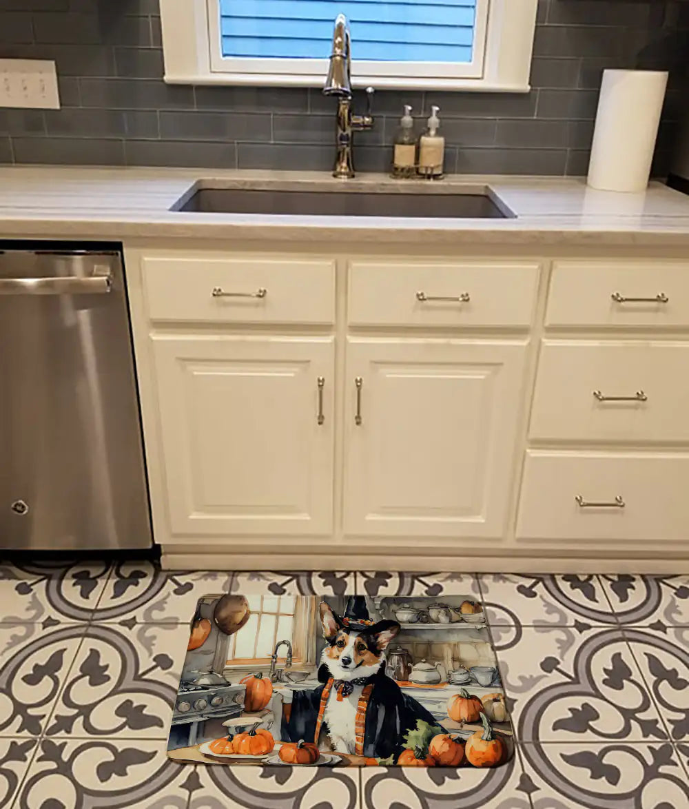 Corgi Fall Memory Foam Kitchen Mat